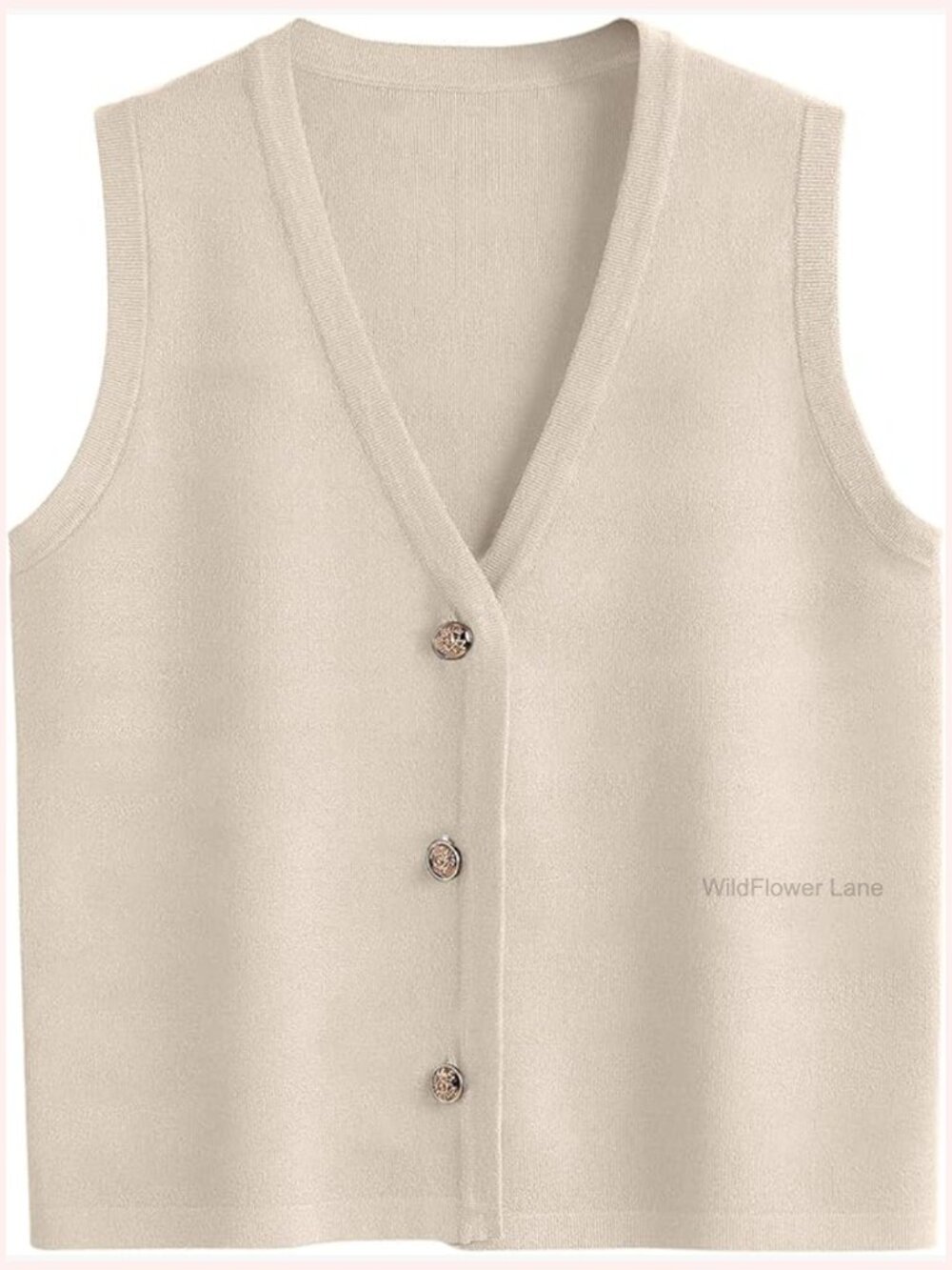 Striped Button Up Vest Top, Sleeveless Knit Vest for Women